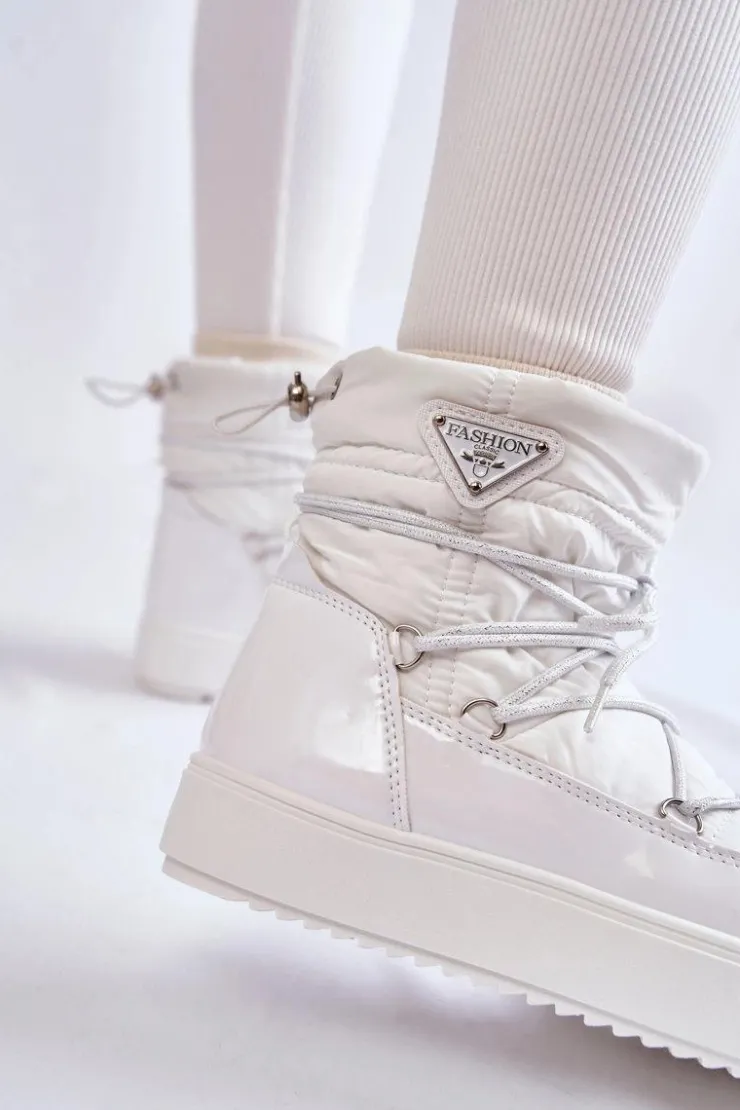 Clearance Boto Damskie Modne Śniegowce Sznurowane Białe Carrios