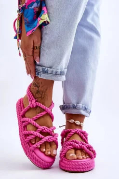 Damskie Boto Damskie Modne Plecione Sandały Fuksja Tiffanie