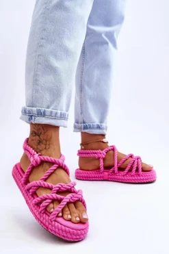 Damskie Boto Damskie Modne Plecione Sandały Fuksja Tiffanie