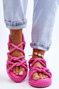 Damskie Boto Damskie Modne Plecione Sandały Fuksja Tiffanie