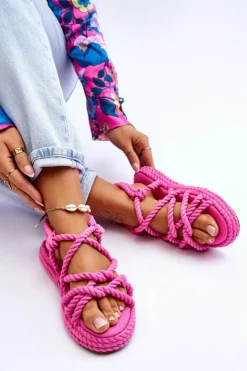 Damskie Boto Damskie Modne Plecione Sandały Fuksja Tiffanie