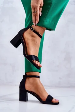 Clearance Buty damskie Vinceza Damskie Modne Sandały Na Słupku Czarne Lucida