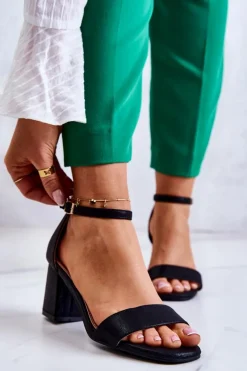 Clearance Buty damskie Vinceza Damskie Modne Sandały Na Słupku Czarne Lucida