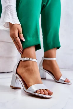Buty damskie Vinceza Sandały Na Obcasie*Damskie Modne Sandały Na Słupku Srebrne Lucida