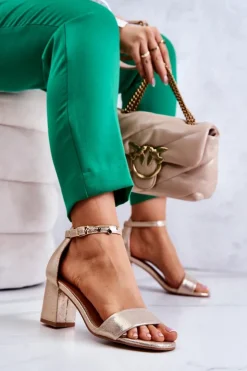 Damskie Buty damskie Vinceza Damskie Modne Sandały Na Słupku Złote Lucida