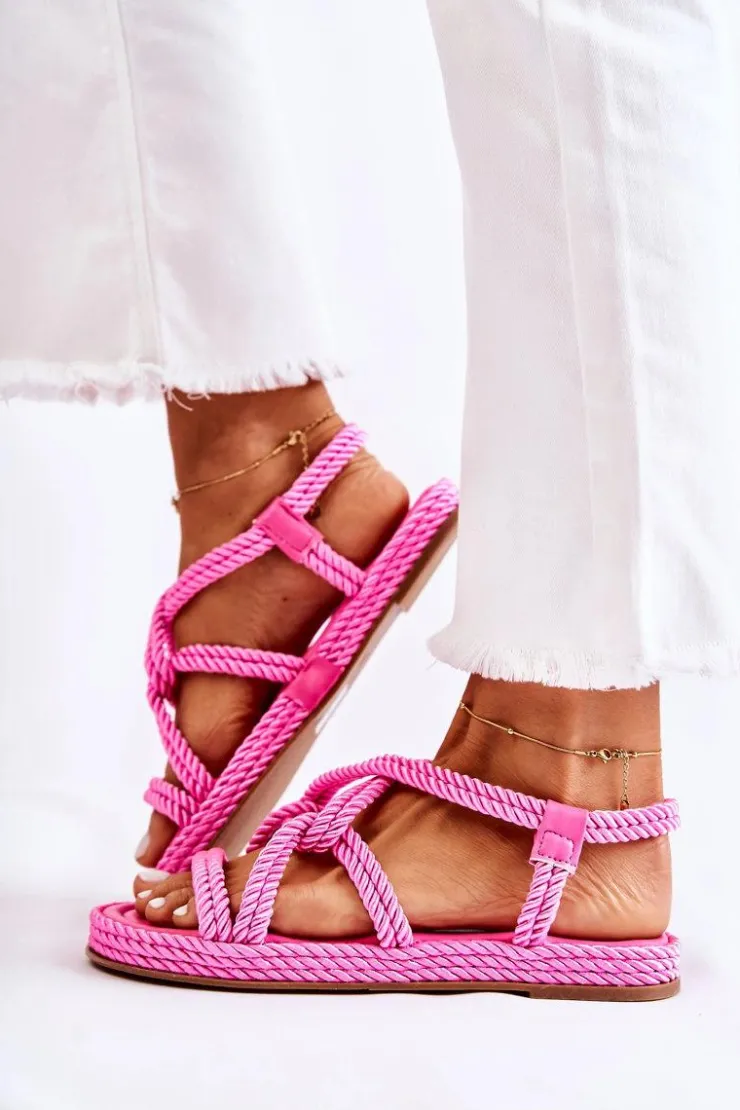 Damskie Boto Damskie Modne Sandały Plecione Fuksja Amparo