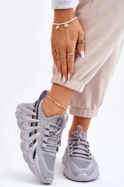 Damskie Boto Damskie Modne Skarpetkowe Sneakersy Szare Daxo