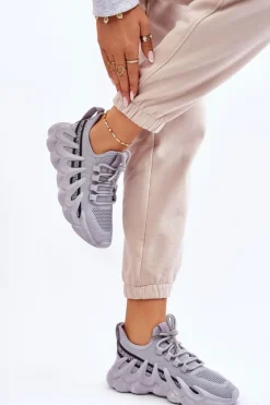 Damskie Boto Damskie Modne Skarpetkowe Sneakersy Szare Daxo