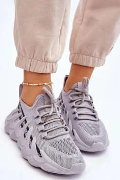 Damskie Boto Damskie Modne Skarpetkowe Sneakersy Szare Daxo