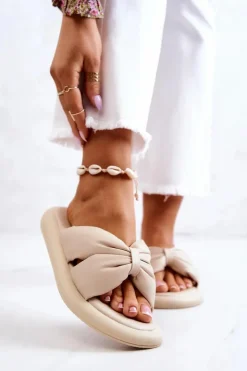 Damskie Damskie buty S.Barski Damskie Modne Skórzane Klapki Beżowe Savirra