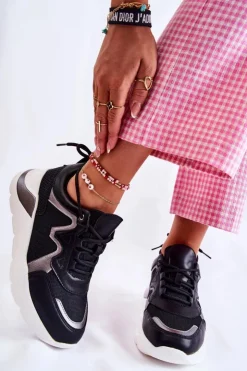 Hot Boto Damskie Modne Sneakersy Czarne Allie