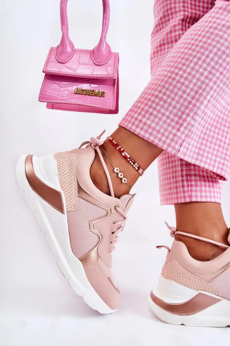 Boto Sneakersy Damskie*Damskie Modne Sneakersy Różowe Allie