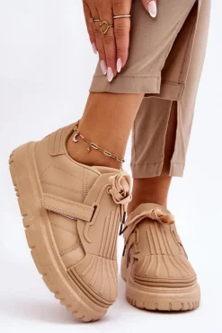 Boto Sneakersy Damskie*Damskie Modne Sportowe Buty Beżowe Genesis