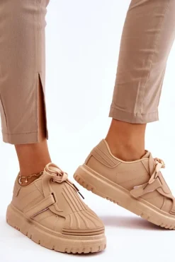 Boto Sneakersy Damskie*Damskie Modne Sportowe Buty Beżowe Genesis