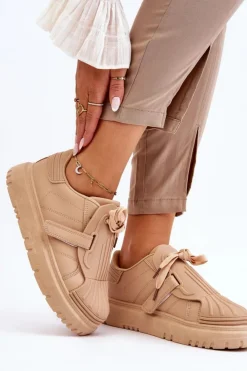 Boto Sneakersy Damskie*Damskie Modne Sportowe Buty Beżowe Genesis