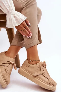 Boto Sneakersy Damskie*Damskie Modne Sportowe Buty Beżowe Genesis