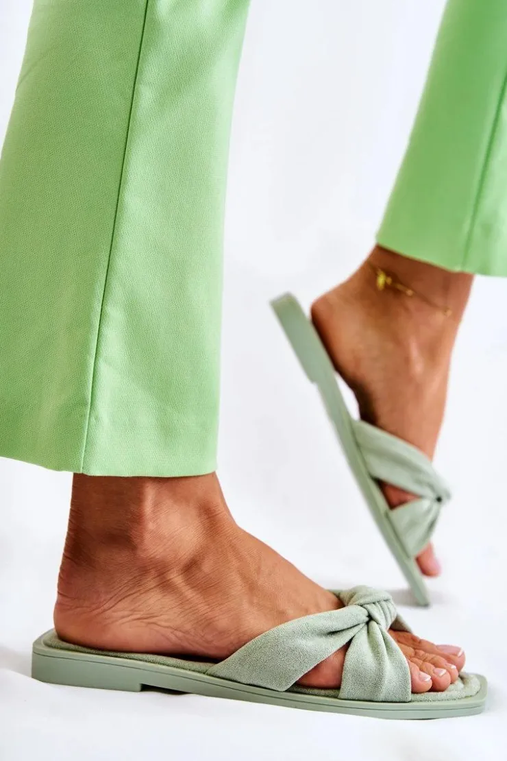 Damskie Boto Damskie Modne Zamszowe Klapki Zielone Lorrie