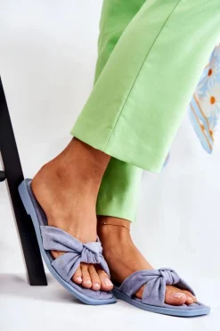 Discount Boto Damskie Modne Zamszowe Klapki Niebieskie Lorrie