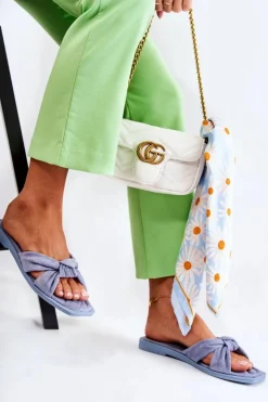 Discount Boto Damskie Modne Zamszowe Klapki Niebieskie Lorrie