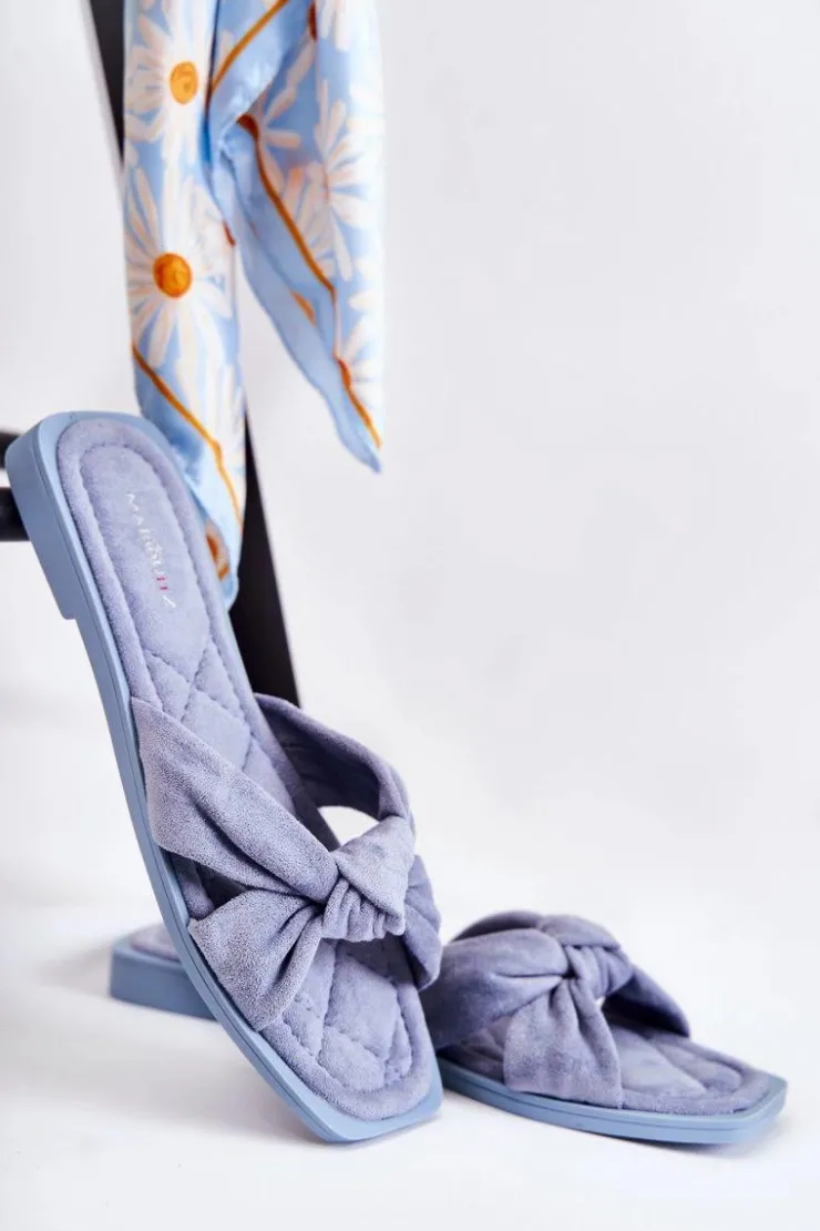 Discount Boto Damskie Modne Zamszowe Klapki Niebieskie Lorrie