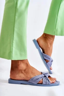 Discount Boto Damskie Modne Zamszowe Klapki Niebieskie Lorrie