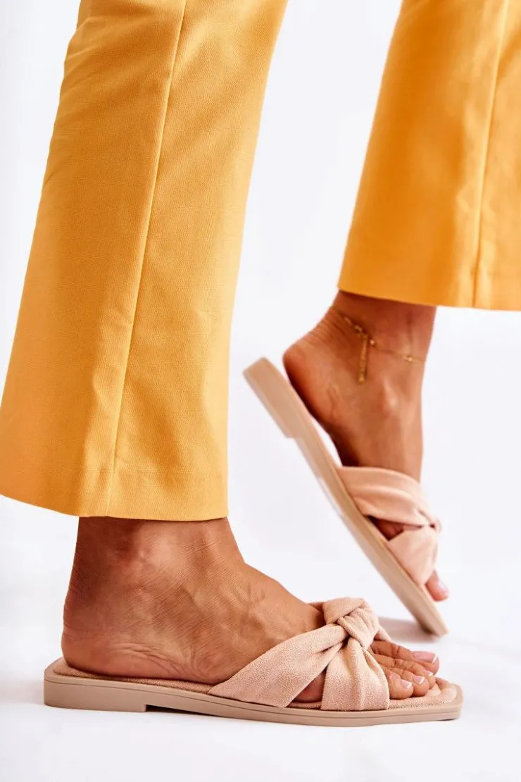 Damskie Boto Damskie Modne Zamszowe Klapki Nude Lorrie