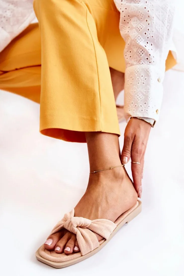 Damskie Boto Damskie Modne Zamszowe Klapki Nude Lorrie