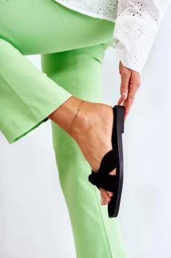 Boto Damskie Modne Zamszowe Klapki Czarne Lorrie