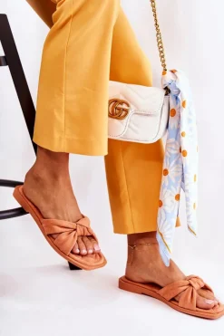 Boto Klapki Damskie Klasyczne*Damskie Modne Zamszowe Klapki Pomarańczowe Lorrie