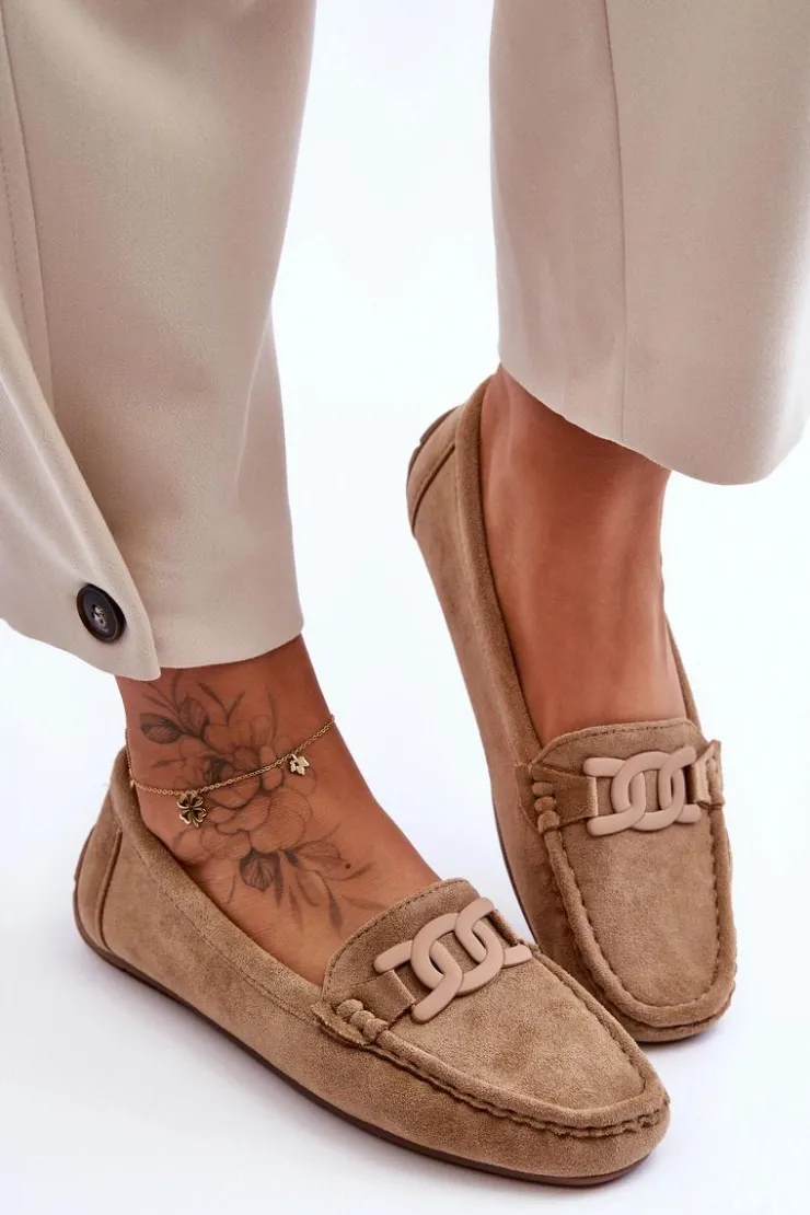 Sale Boto Damskie Modne Zamszowe Mokasyny Brązowe Rabell Brązowy