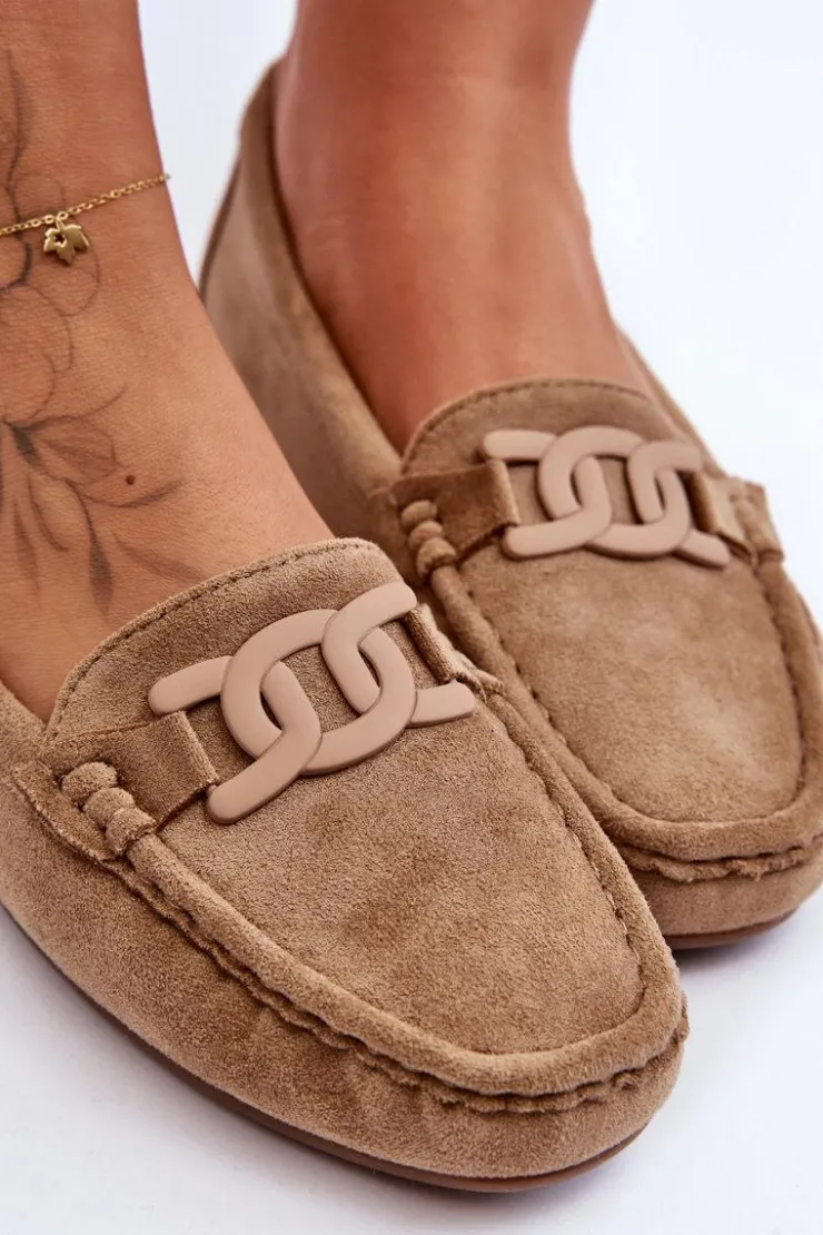 Sale Boto Damskie Modne Zamszowe Mokasyny Brązowe Rabell Brązowy