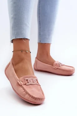 Hot Boto Damskie Modne Zamszowe Mokasyny Jasnoróżowe Rabell