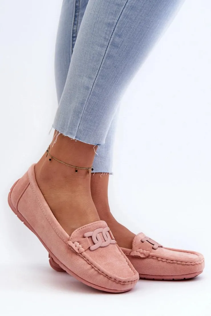 Hot Boto Damskie Modne Zamszowe Mokasyny Jasnoróżowe Rabell
