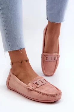 Hot Boto Damskie Modne Zamszowe Mokasyny Jasnoróżowe Rabell
