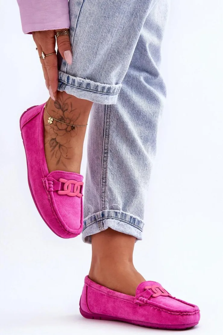 Damskie Boto Damskie Modne Zamszowe Mokasyny Różowe Rabell