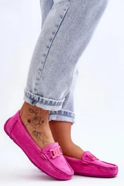 Damskie Boto Damskie Modne Zamszowe Mokasyny Różowe Rabell