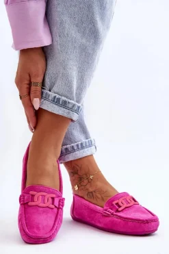 Damskie Boto Damskie Modne Zamszowe Mokasyny Różowe Rabell