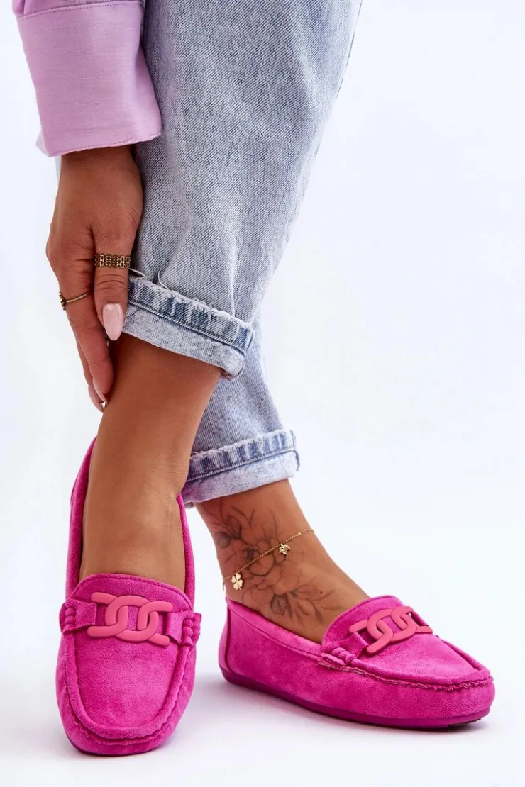 Damskie Boto Damskie Modne Zamszowe Mokasyny Różowe Rabell