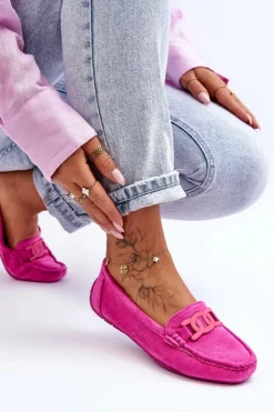 Damskie Boto Damskie Modne Zamszowe Mokasyny Różowe Rabell