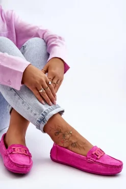 Damskie Boto Damskie Modne Zamszowe Mokasyny Różowe Rabell