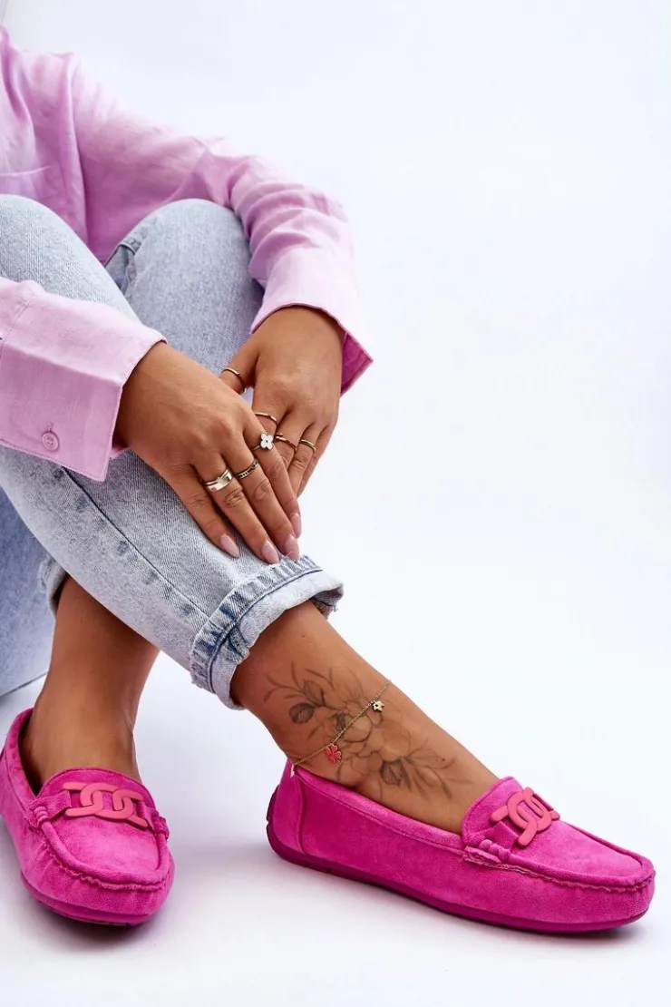 Damskie Boto Damskie Modne Zamszowe Mokasyny Różowe Rabell