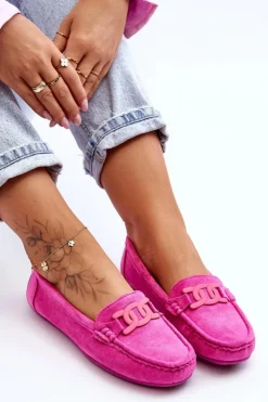 Damskie Boto Damskie Modne Zamszowe Mokasyny Różowe Rabell