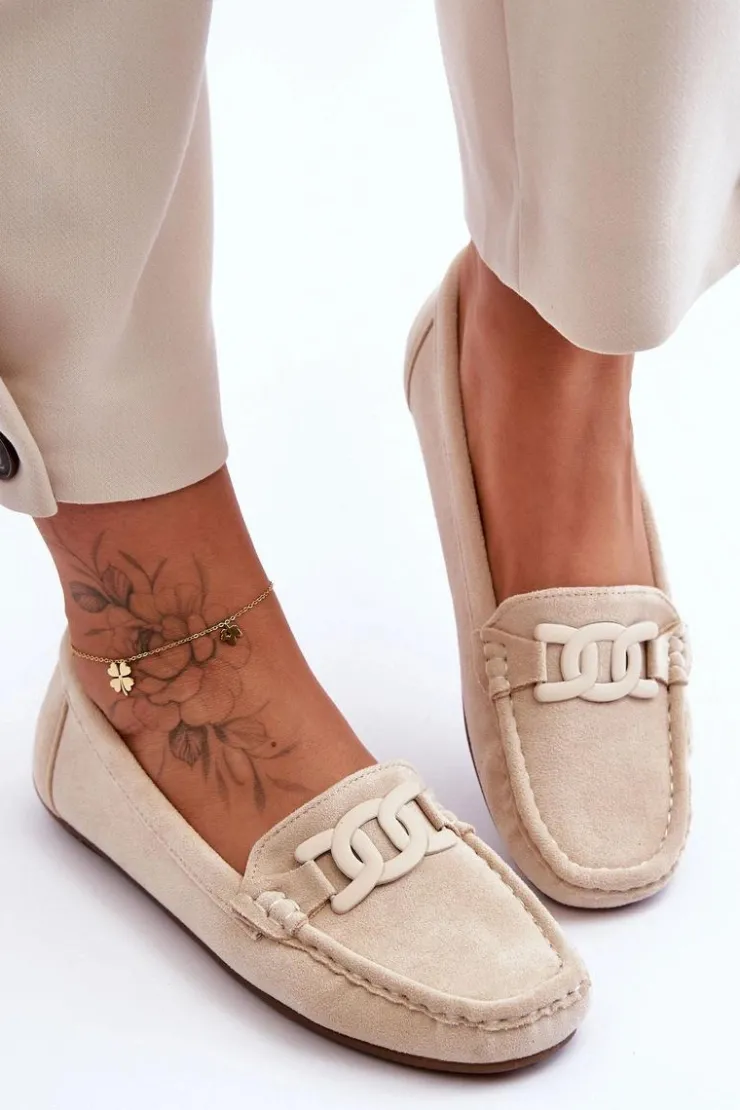 Damskie Boto Damskie Modne Zamszowe Mokasyny Beżowe Rabell