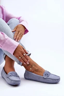 Boto Loafersy Damskie|Mokasyny Damskie Zamszowe*Damskie Modne Zamszowe Mokasyny e Rabell Niebieski