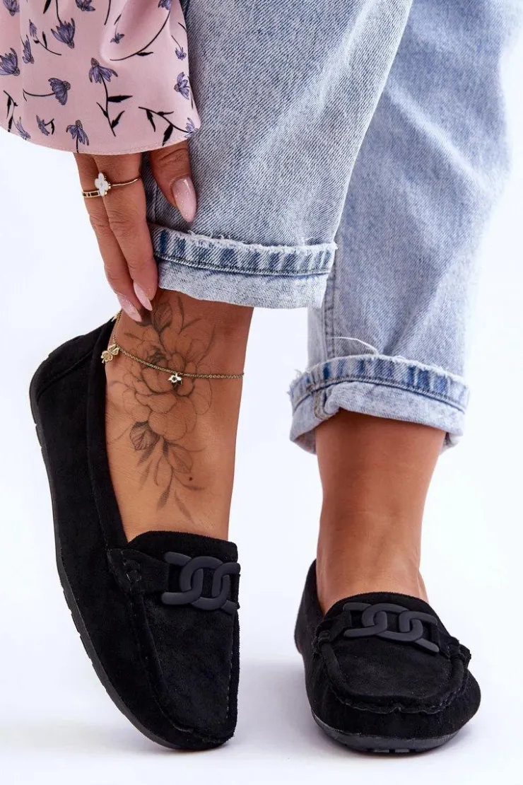 Damskie Boto Damskie Modne Zamszowe Mokasyny Czarne Rabell