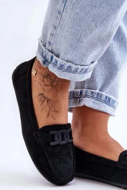 Damskie Boto Damskie Modne Zamszowe Mokasyny Czarne Rabell