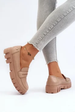 Buty damskie Vinceza Mokasyny Płaskie|Mokasyny Damskie Zamszowe*Damskie Mokasyny Eko Skóra Beżowe Seravisa