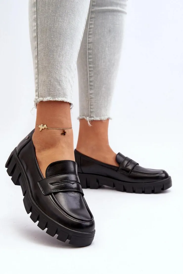 Online Buty damskie Vinceza Damskie Mokasyny Eko Skóra Czarne Seravisa