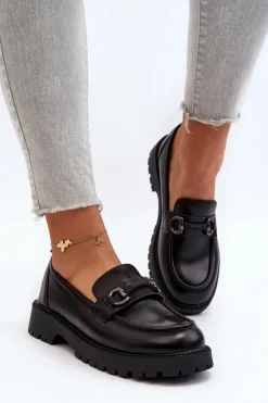 Outlet Buty damskie Vinceza Damskie Mokasyny Eko Skórzane Czarne Ledda