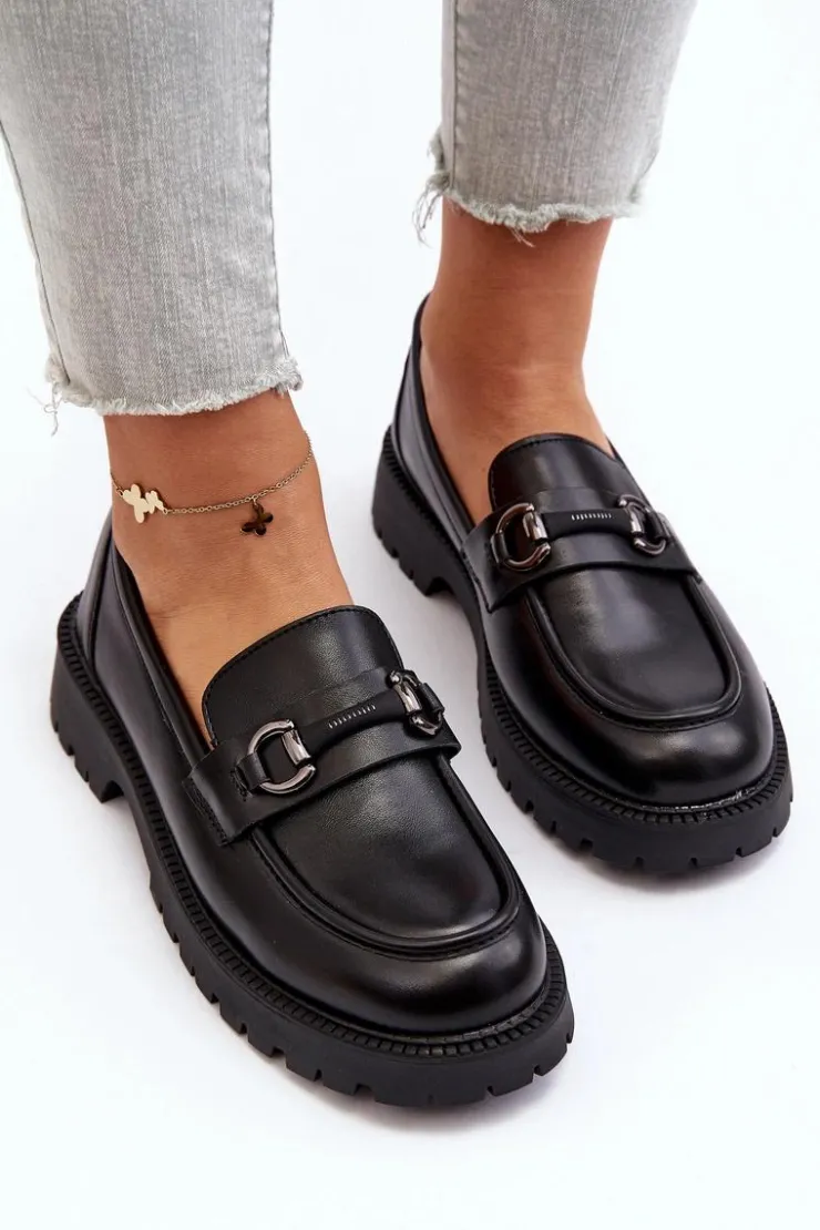 Outlet Buty damskie Vinceza Damskie Mokasyny Eko Skórzane Czarne Ledda